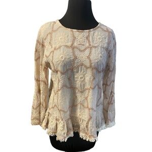 Dolma Hand Crafted Women's Bell Sleeve Peplum Style Top‎ Size Small